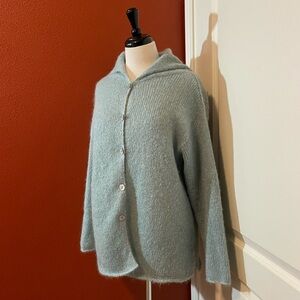 Margaret O’Leary Women’s Kid Mohair Wool Hand Knit Shell Button Front Cardigan